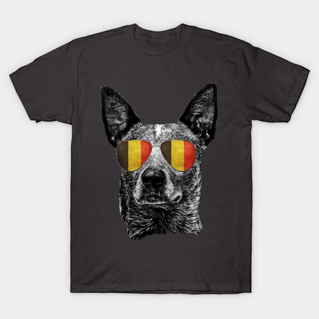 Belgium Dog Flag Sunglasses Australia Shades Patriotic Owner Lover T-Shirt by BeesTeez